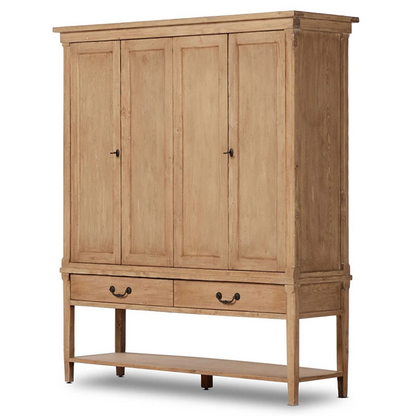 60" Wide - Brook Updated Traditional Aged Light Pine Wood Wide Cabinet