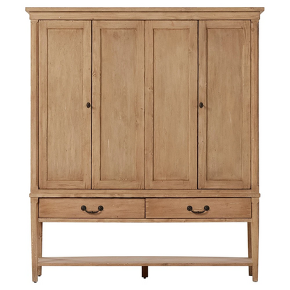 60" Wide - Brook Updated Traditional Aged Light Pine Wood Wide Cabinet