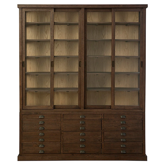 75" - Malen Rustic Lodge Dark Brown Reclaimed Wood China Cabinet