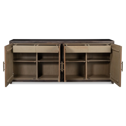 92" Wide - Olga Updated Traditional Brown Acacia Wood Credenza