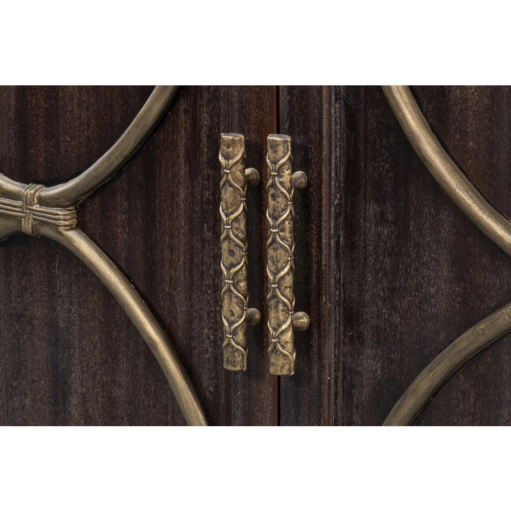 92" Wide - Olga Updated Traditional Brown Acacia Wood Credenza