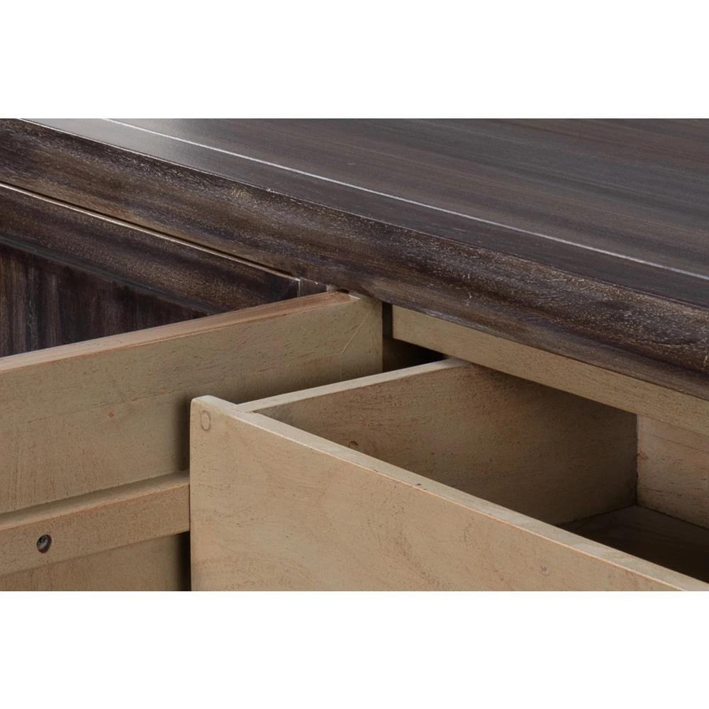 92" Wide - Olga Updated Traditional Brown Acacia Wood Credenza