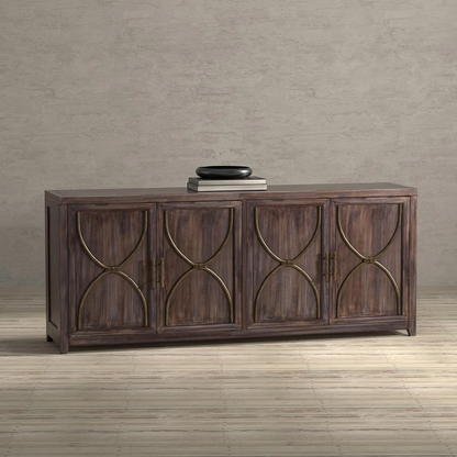 92" Wide - Olga Updated Traditional Brown Acacia Wood Credenza