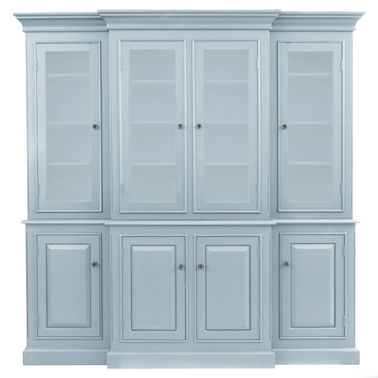 82" Wide - Faith Updated Traditional Light Blue Wood Hutch