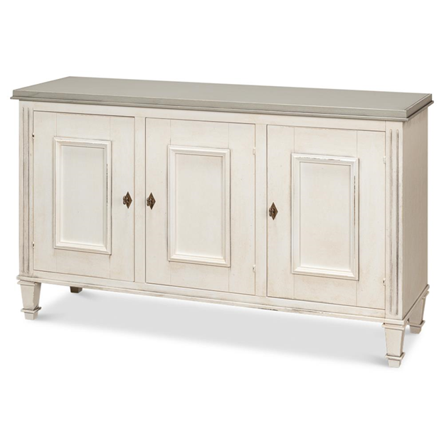 60" Alfred French Country Grey Quartz White Wood Sideboard
