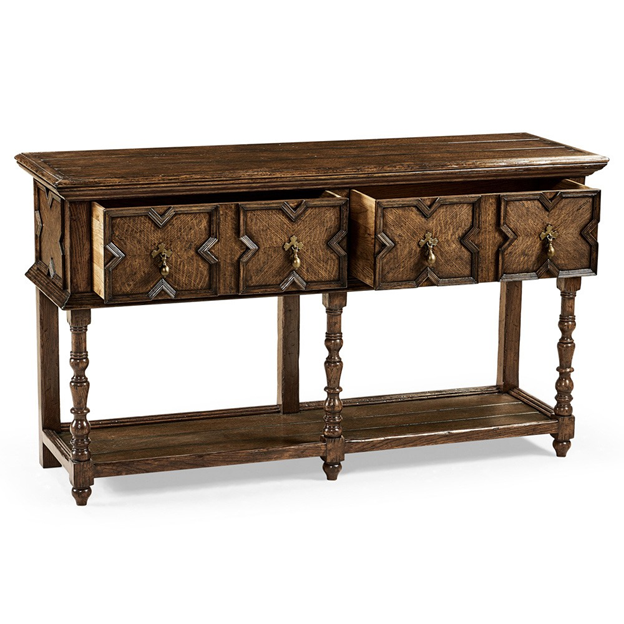 64" Archibald Updated Traditional Dark Brown Oak Buffet