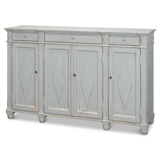 65" Gareth French Country Blue Reclaimed Pine Wood Sideboard