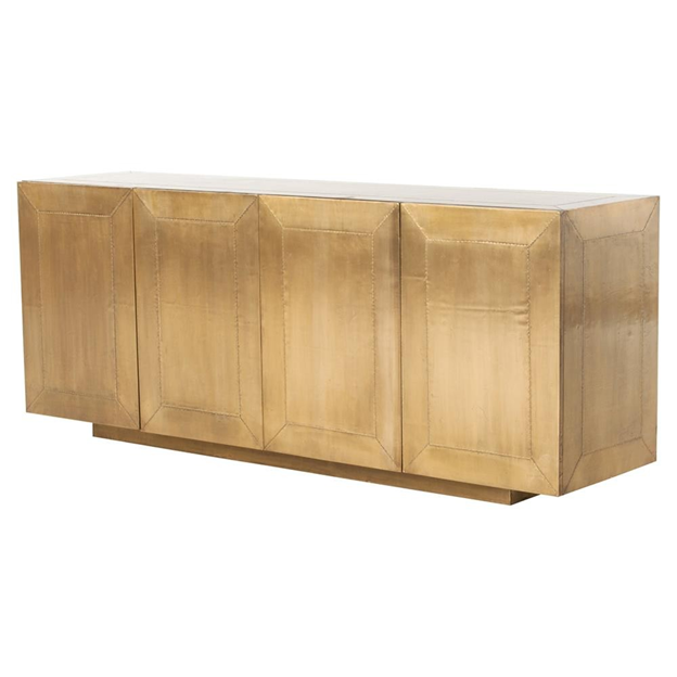72" Ketzia Hollywood Regency Aged Brass Mango Veneer Sideboard