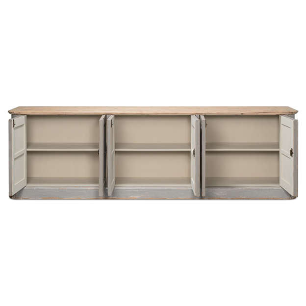 119" Laura Updated Traditional Distressed Grey Wood Sideboard