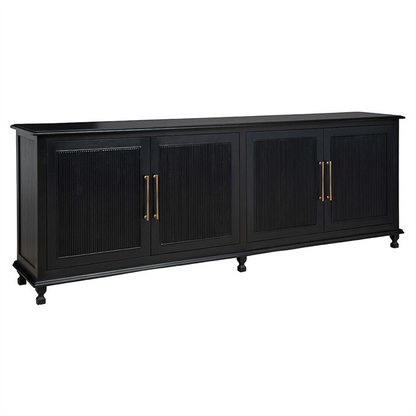 96" Molly Updated Traditional Black Wood Sideboard