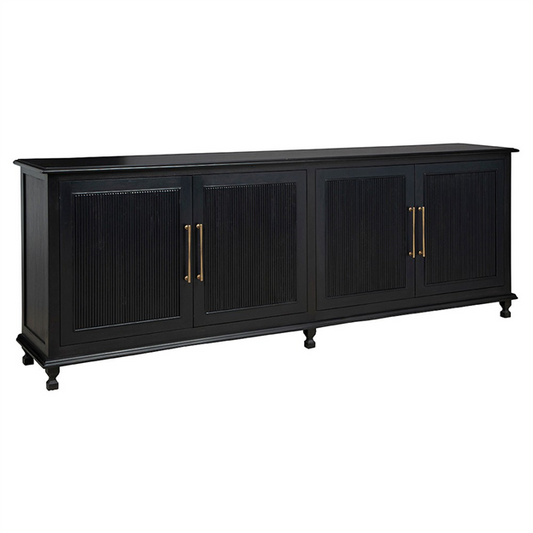 96" Molly Updated Traditional Black Wood Sideboard