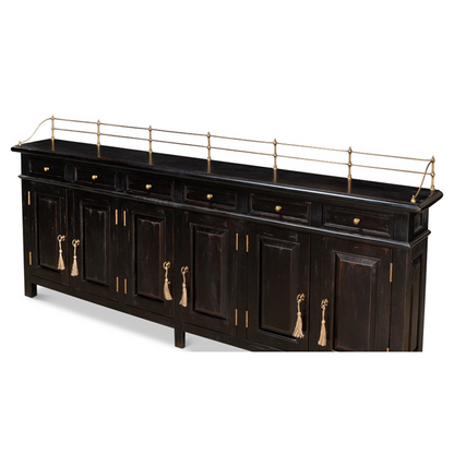 96" Serenity Updated Traditional Black Acacia Wood Sideboard
