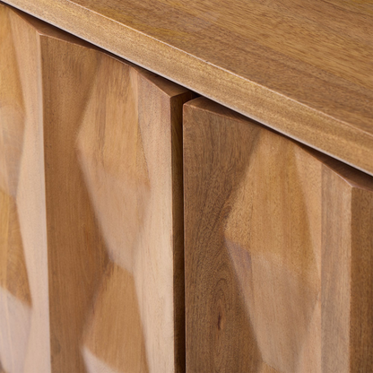 72" Wide - Burnt Wax - Carved Pattern Solid Wood Buffet