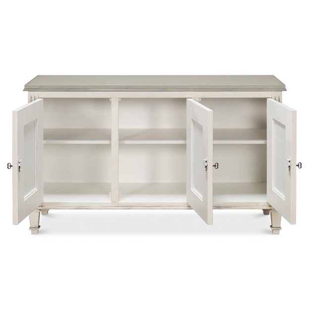 60" Alfred French Country Grey Quartz White Wood Sideboard