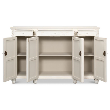 65" Gareth French Country White Reclaimed Pine Wood Sideboard