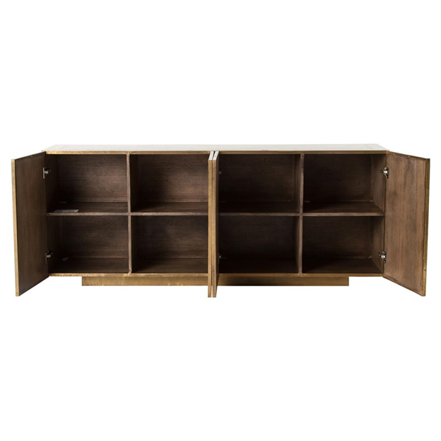 72" Ketzia Hollywood Regency Aged Brass Mango Veneer Sideboard