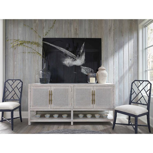 79" Miya Coastal Beach Cream Wood 4 Door Sideboard
