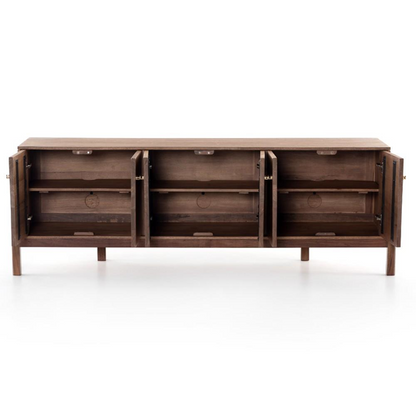 84" Rissa Mid Century Modern Brown Acacia Wood Media Console