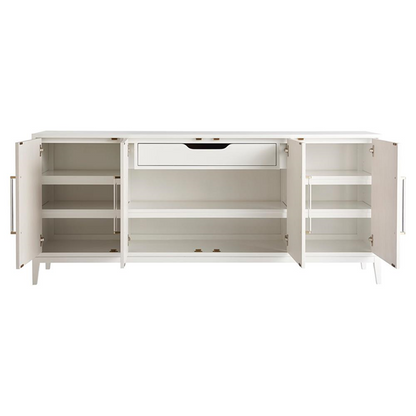 78" Riya Modern Classic White Wood 4 Door Sideboard
