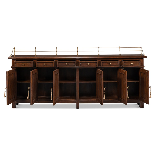 96" Serenity Updated Traditional Brown Walnut Wood Sideboard