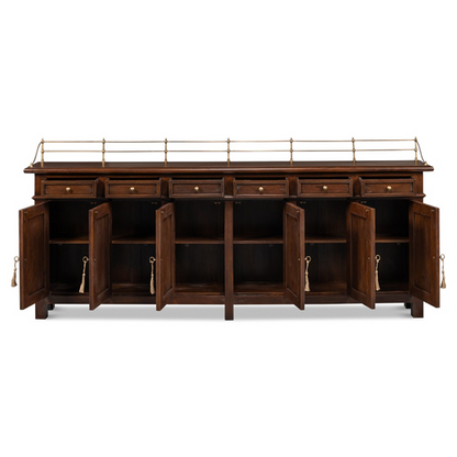 96" Serenity Updated Traditional Brown Walnut Wood Sideboard