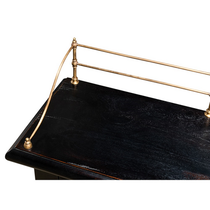 96" Serenity Updated Traditional Black Acacia Wood Sideboard