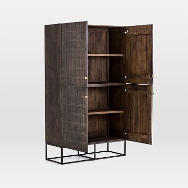 47" Wide - Carved Mango Wood Tall Cabinet