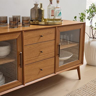 58" Mid-Century Glass Buffet