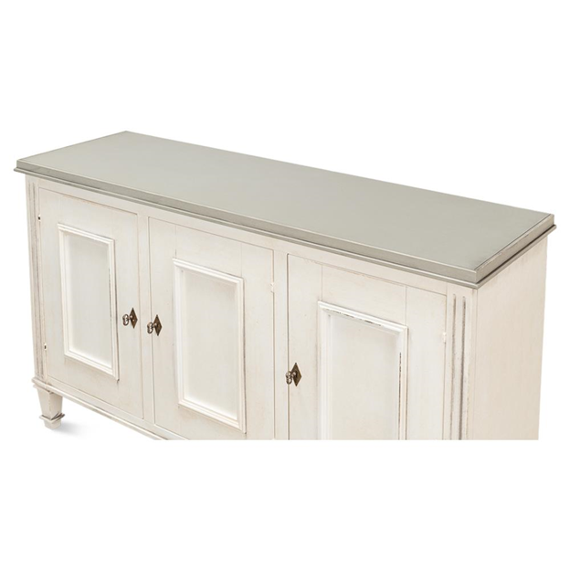 60" Alfred French Country Grey Quartz White Wood Sideboard