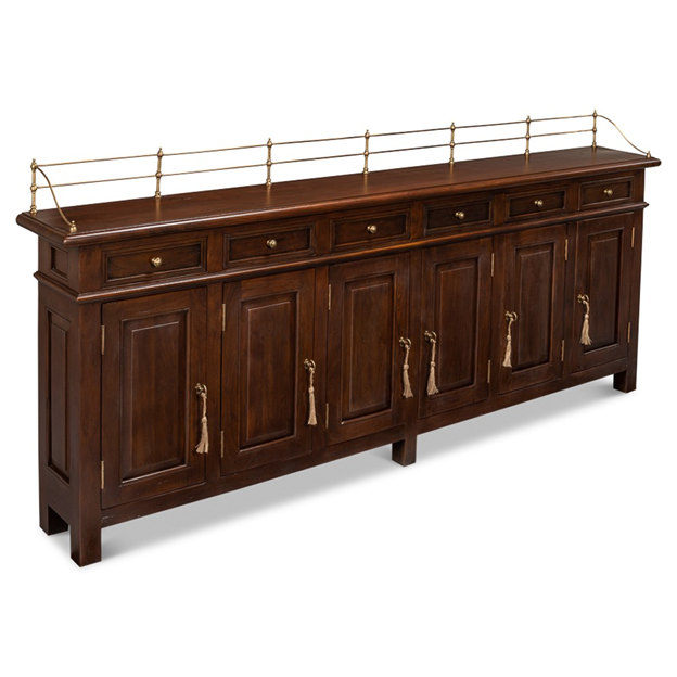 96" Serenity Updated Traditional Brown Walnut Wood Sideboard