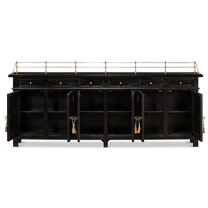 96" Serenity Updated Traditional Black Acacia Wood Sideboard