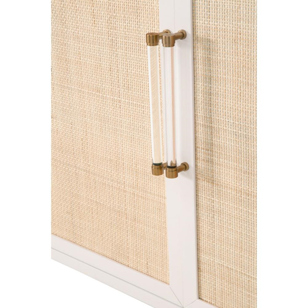 71" Steven Coastal Beach Natural Rattan White Frame Media Sideboard