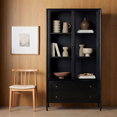 40" Wide - Bronzed Iron Tall Glass Cabinet