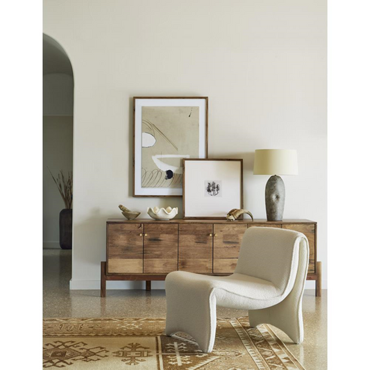 84" Rissa Mid Century Modern Brown Acacia Wood Media Console