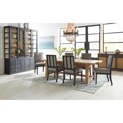 75" Wide - Malen Rustic Lodge Black Wood Glass Doors China Cabinet