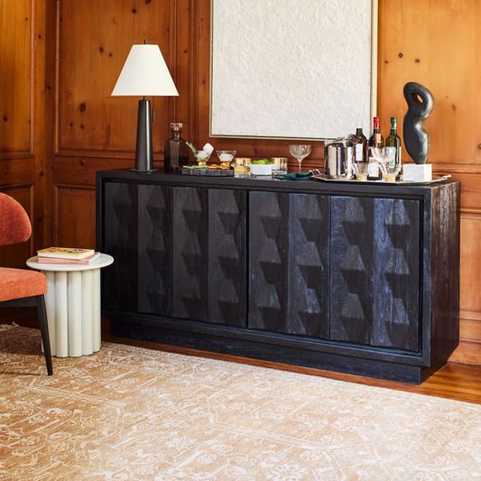 72" Wide - Carved Pattern Solid Wood Buffet