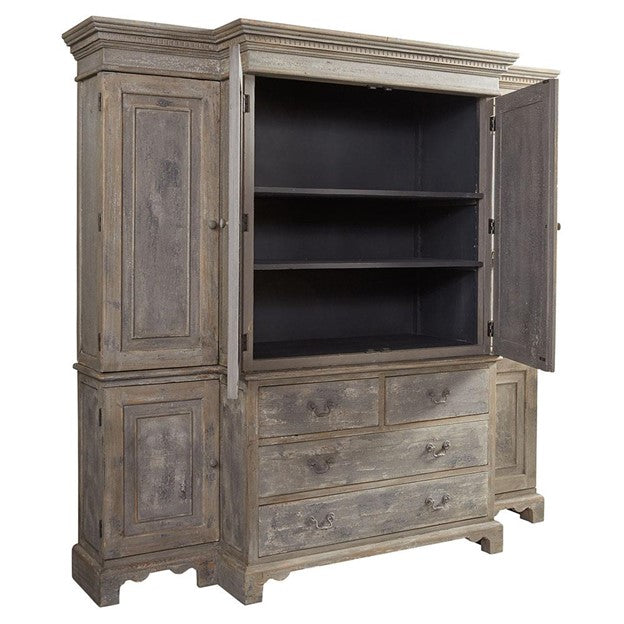 Belinda French Country Grey Pine Wood China Cabinets