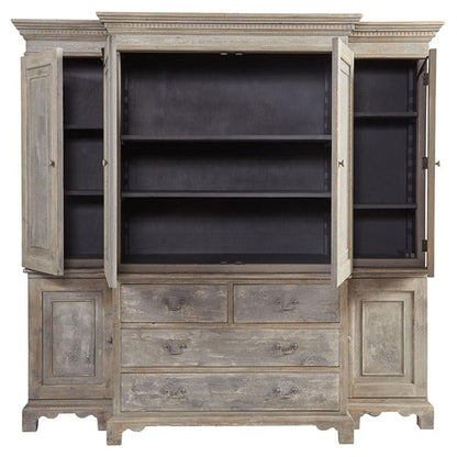 Belinda French Country Grey Pine Wood China Cabinets