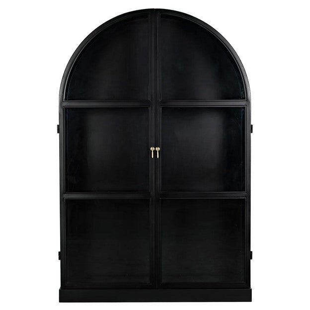 ﻿ Noir Yoke Industrial Loft Matte Black Steel Glass Door China Arched Cabinets
