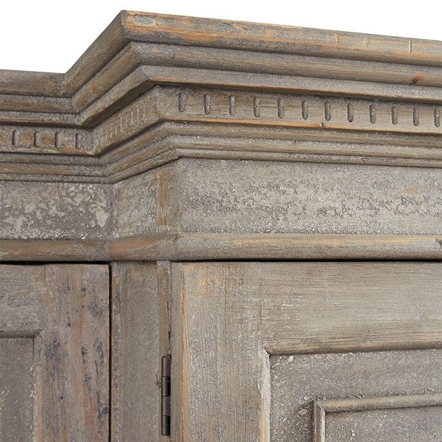 Belinda French Country Grey Pine Wood China Cabinets
