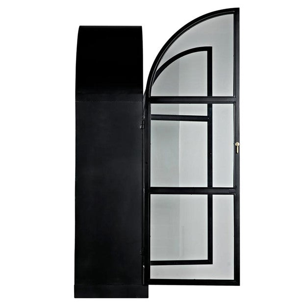 ﻿ Noir Yoke Industrial Loft Matte Black Steel Glass Door China Arched Cabinets