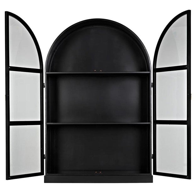 ﻿ Noir Yoke Industrial Loft Matte Black Steel Glass Door China Arched Cabinets