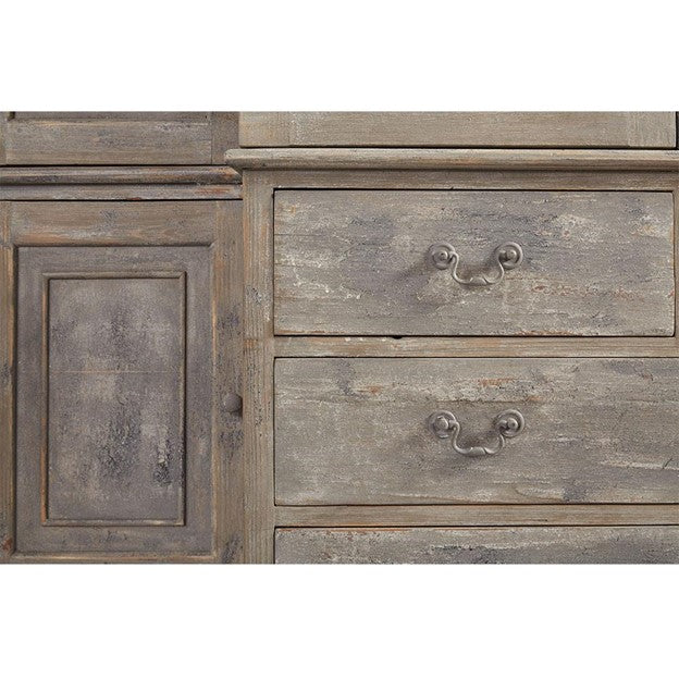 Belinda French Country Grey Pine Wood China Cabinets