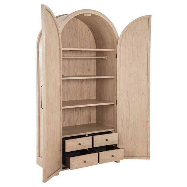 Elba Natural Rattan Wood Woven China Arched Cabinets
