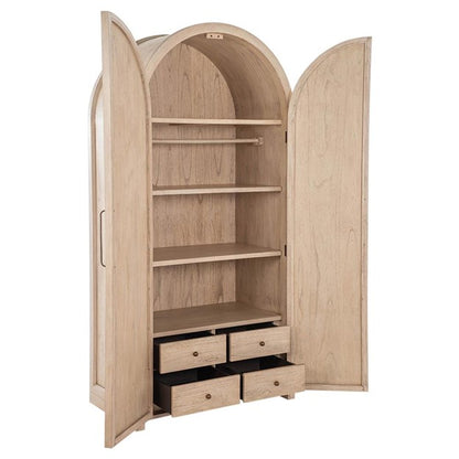 Elba Natural Rattan Wood Woven China Arched Cabinets