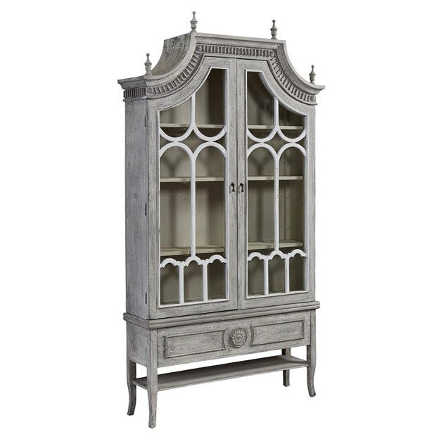 Bien French Clear Glass Light Grey Wood 2 Door Display Case China Cabinets