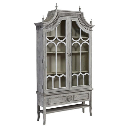 Bien French Clear Glass Light Grey Wood 2 Door Display Case China Cabinets