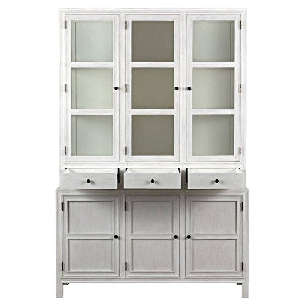 Noir Colonial French Country Antique Whitewash Colonial Hutches