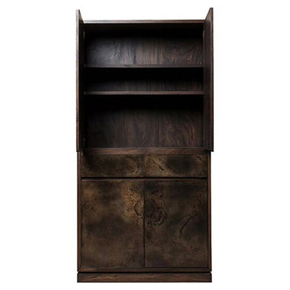 Galva Rustic Lodge Steel Front 4 Door Wood China Cabinets