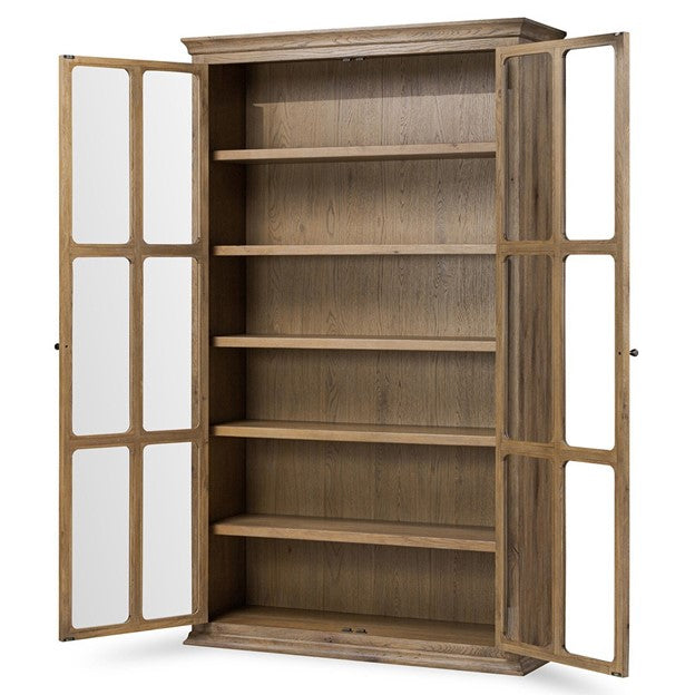 Dawson Updated Traditional Brown Oak Display Cabinet